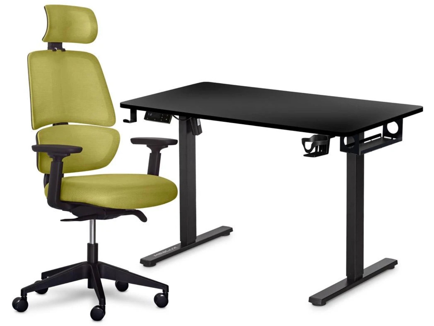 Стіл з електрорегулюванням висоти Mealux PowerDesk Lite Black + Leo Air Plus Green (EVO-201 Lite B/B+Y 546 KZ)