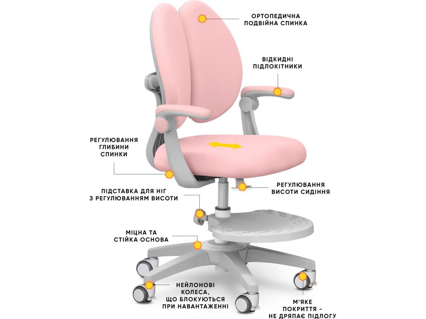Крісло дитяче Mealux Sprint Duo Pink (Y-412 KP) — фото 3