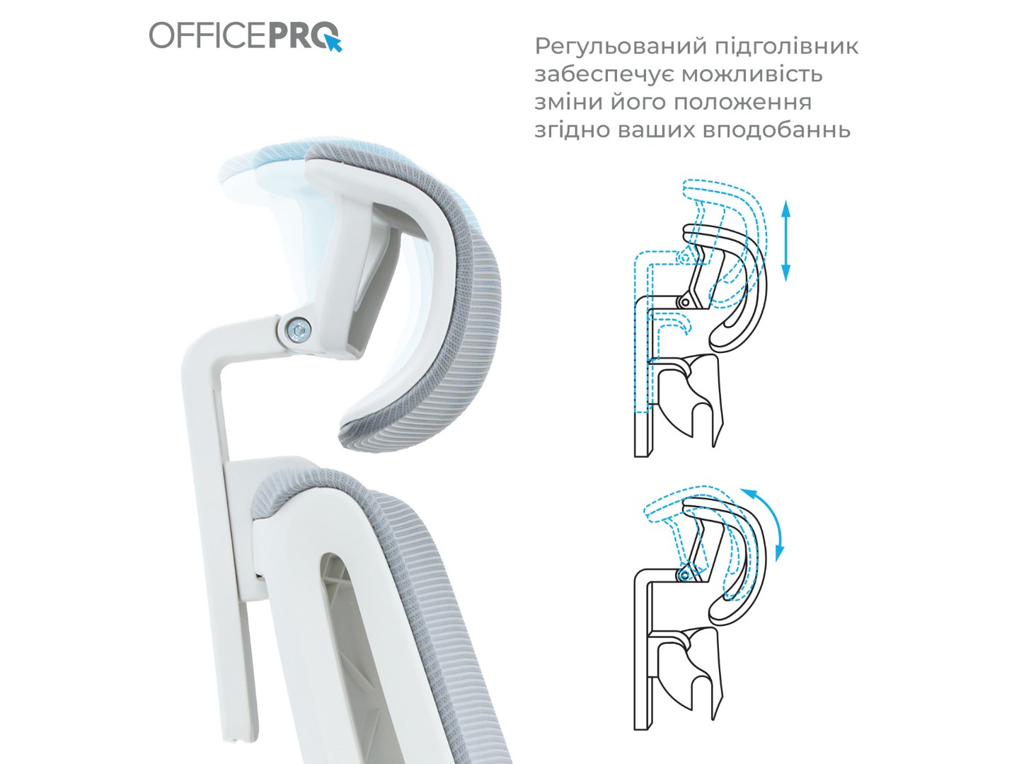 Крісло офісне OfficePro Harmony (OC310-W-LG-LG) White/Light Gray — фото 10