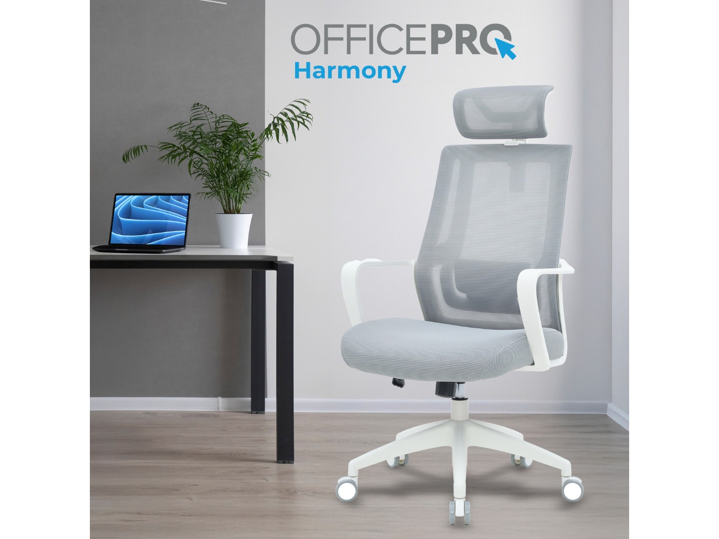 Крісло офісне OfficePro Harmony (OC310-W-LG-LG) White/Light Gray — фото 7