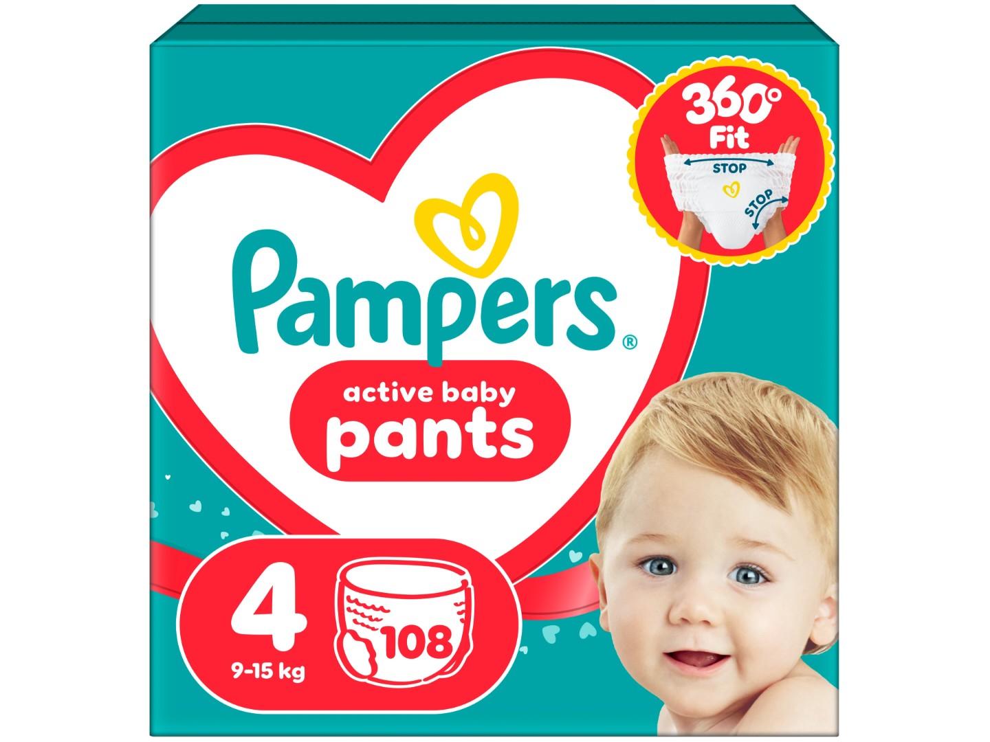 Одноразові підгузки-трусики Pampers Active Baby Розмір 4 (9-15 кг), 108 шт. (80751231)