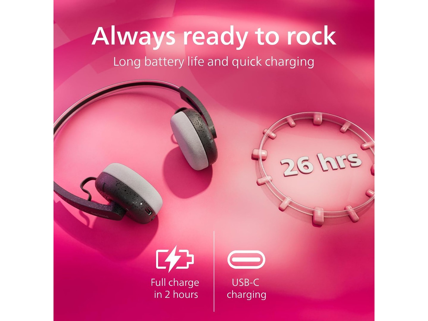 Навушники накладні бездротові Philips TAH2000BK/00 — фото 4