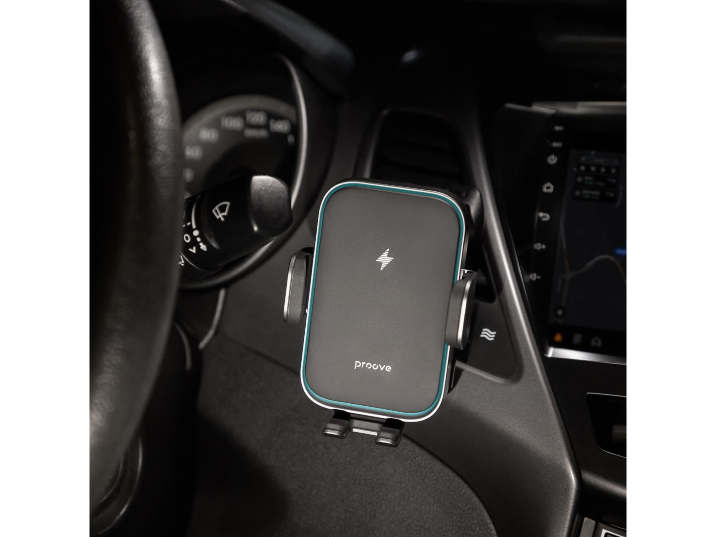 Автотримач з бездротовою зарядкою Proove Triple Clamp15W Black (479210001) — фото 3