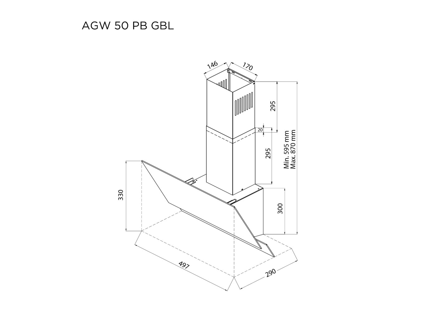 Витяжка декоративна Pyramida AGW 50 PB GBL — фото 8