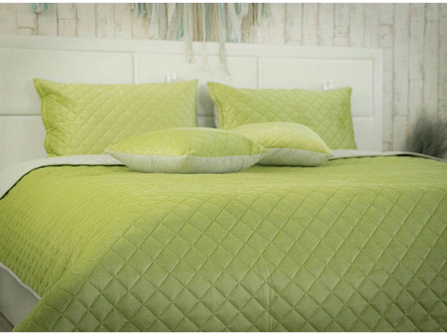Покривало двоспальне Руно 180х220 VeLour Olive Green (340.55_Olive Green ромб) — фото 3