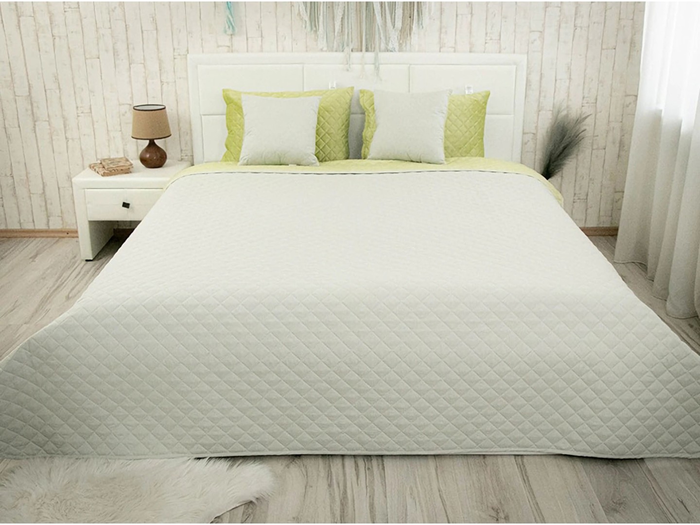 Покривало полуторне Руно 150х220 VeLour Olive Green (360.55_Olive Green ромб) — фото 2