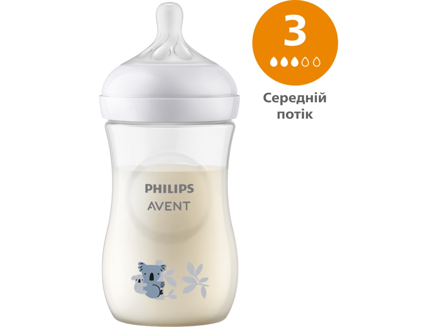 Пляшка для годування Philips AVENT Natural природний потік 260 мл, 1 шт. Коала (SCY903/67) — фото 1