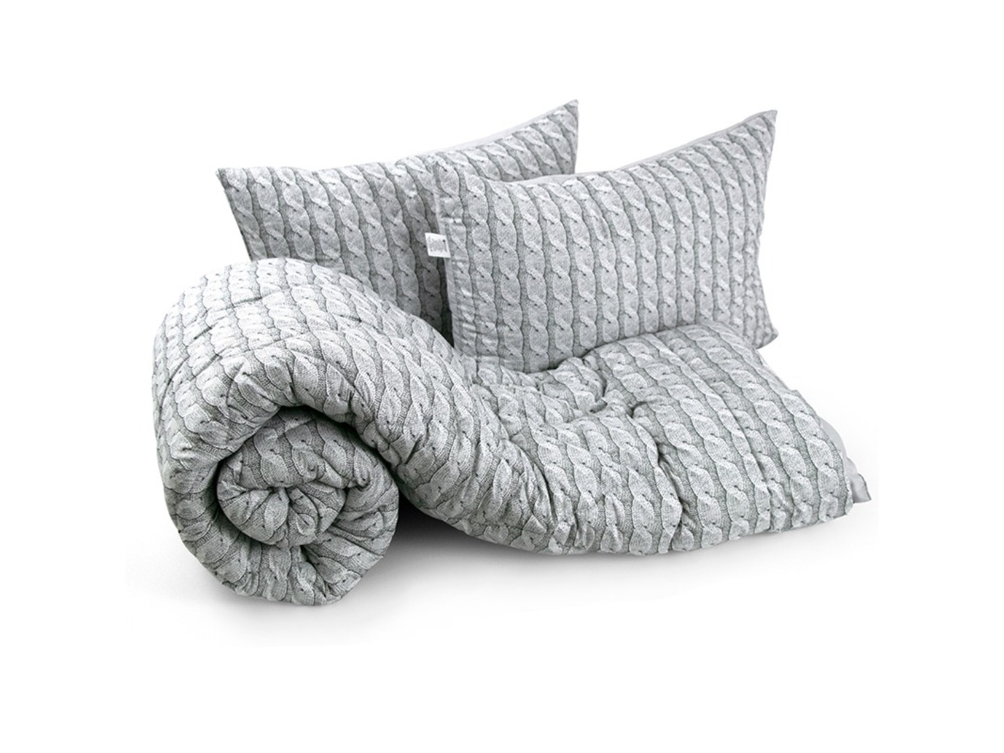 Набір ковдра євро + 2 подушки Руно 200х220 см +50х70 Grey Braid (925.52_Grey Braid) — фото 2