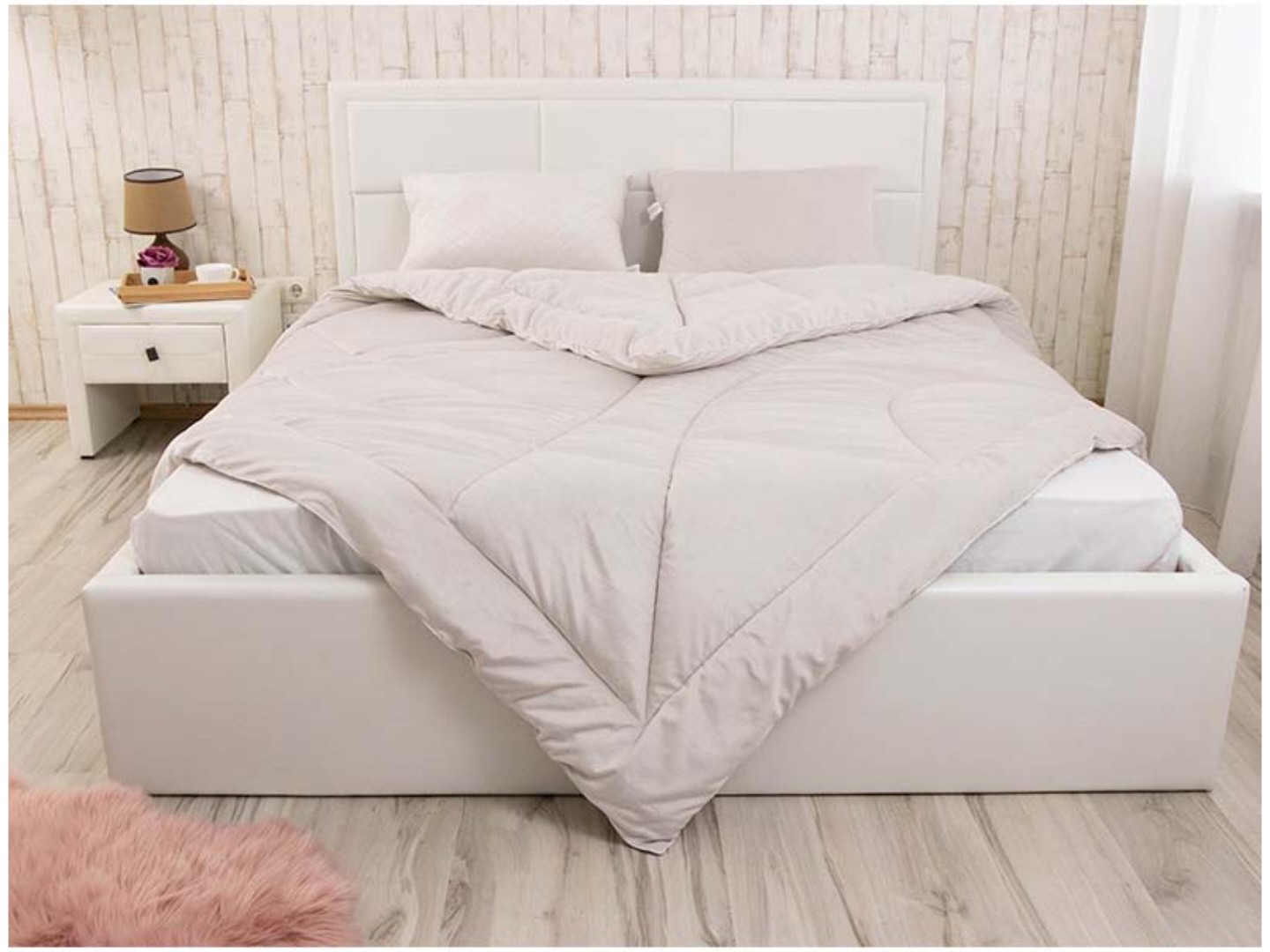 Ковдра зимова полуторна Руно 140х205 велюрова силіконова (321.55_Soft Pearl) — фото 5