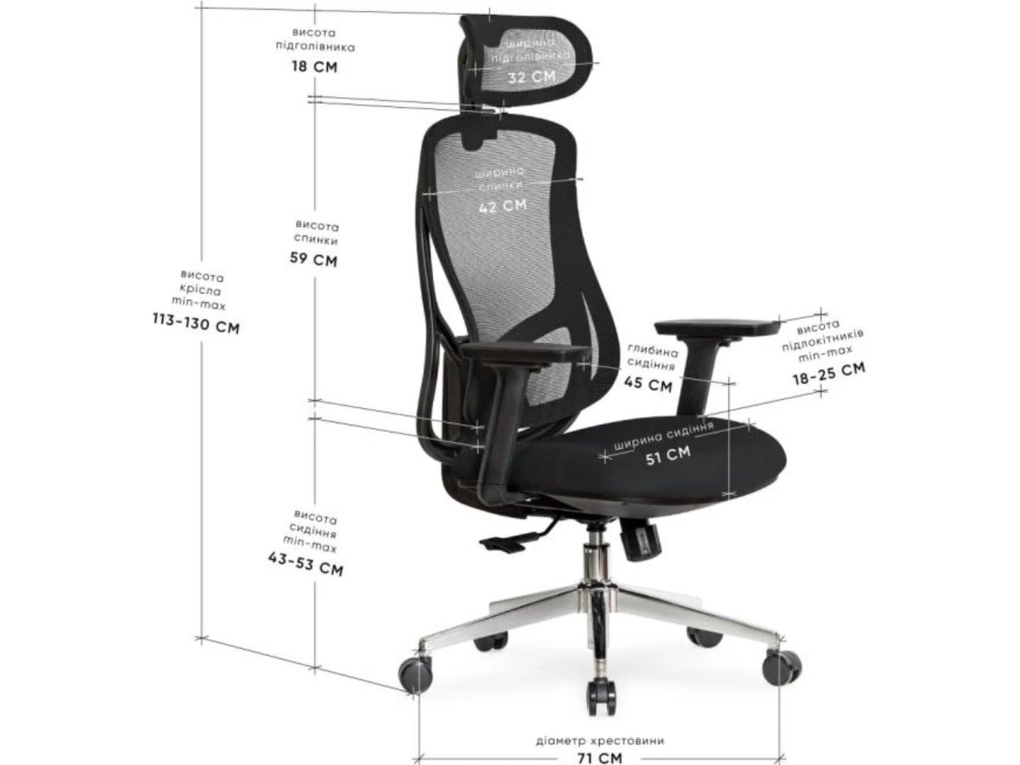 Крісло офісне Mealux Flow Fabric Black (HF-B30 F/B) — фото 2