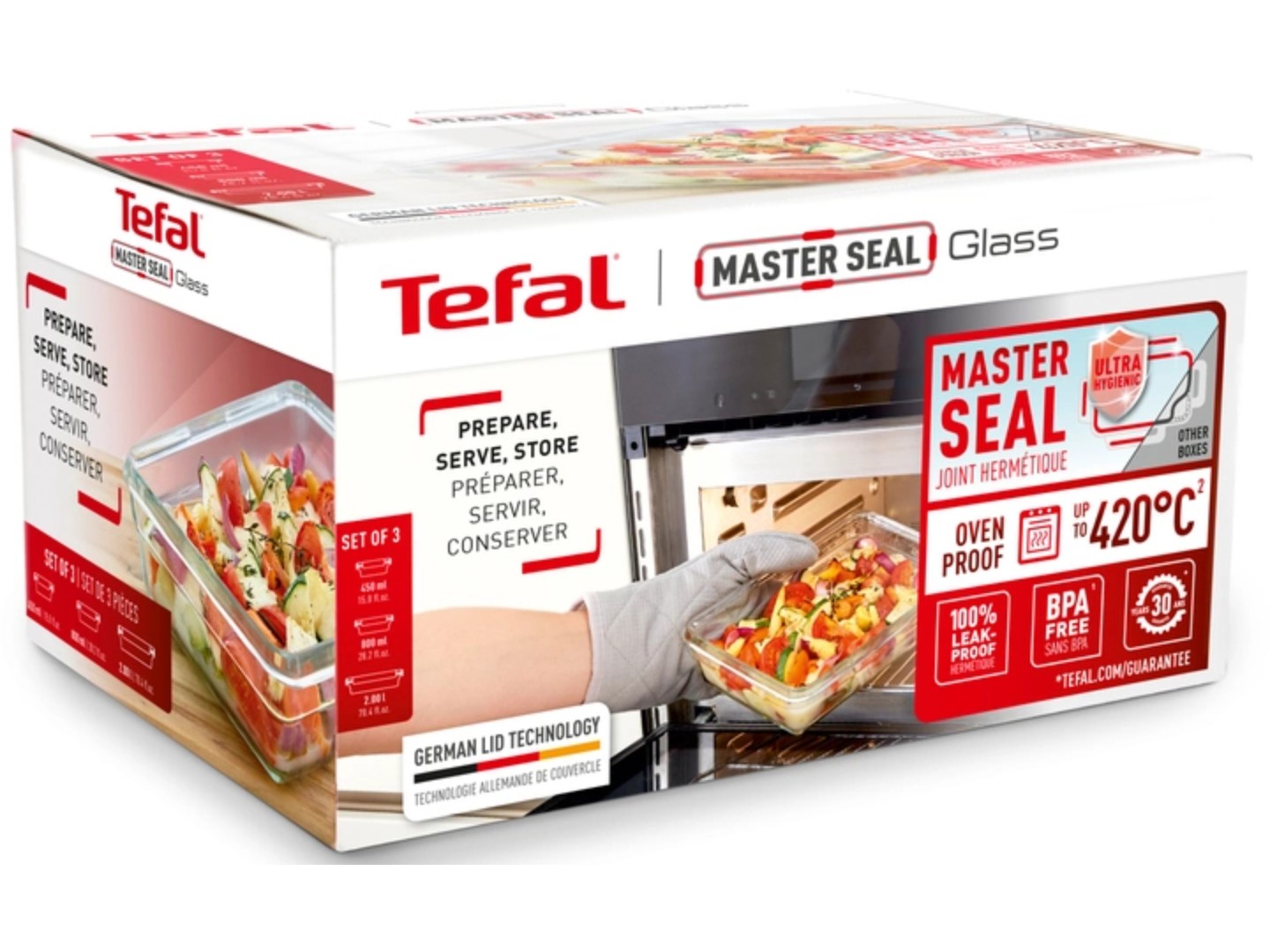 Набір ємностей для зберігання Tefal N1050910 Master Seal 3 шт (0,45 л/ 0,8 л/ 2,0 л) — фото 17