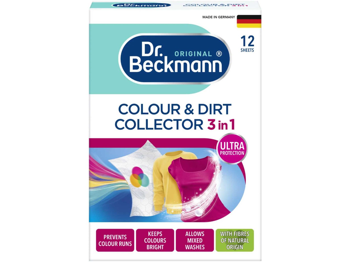 Серветки для прання Dr.BECKMANN пастка для кольору та бруду 12 шт (4008455413211) — фото 1