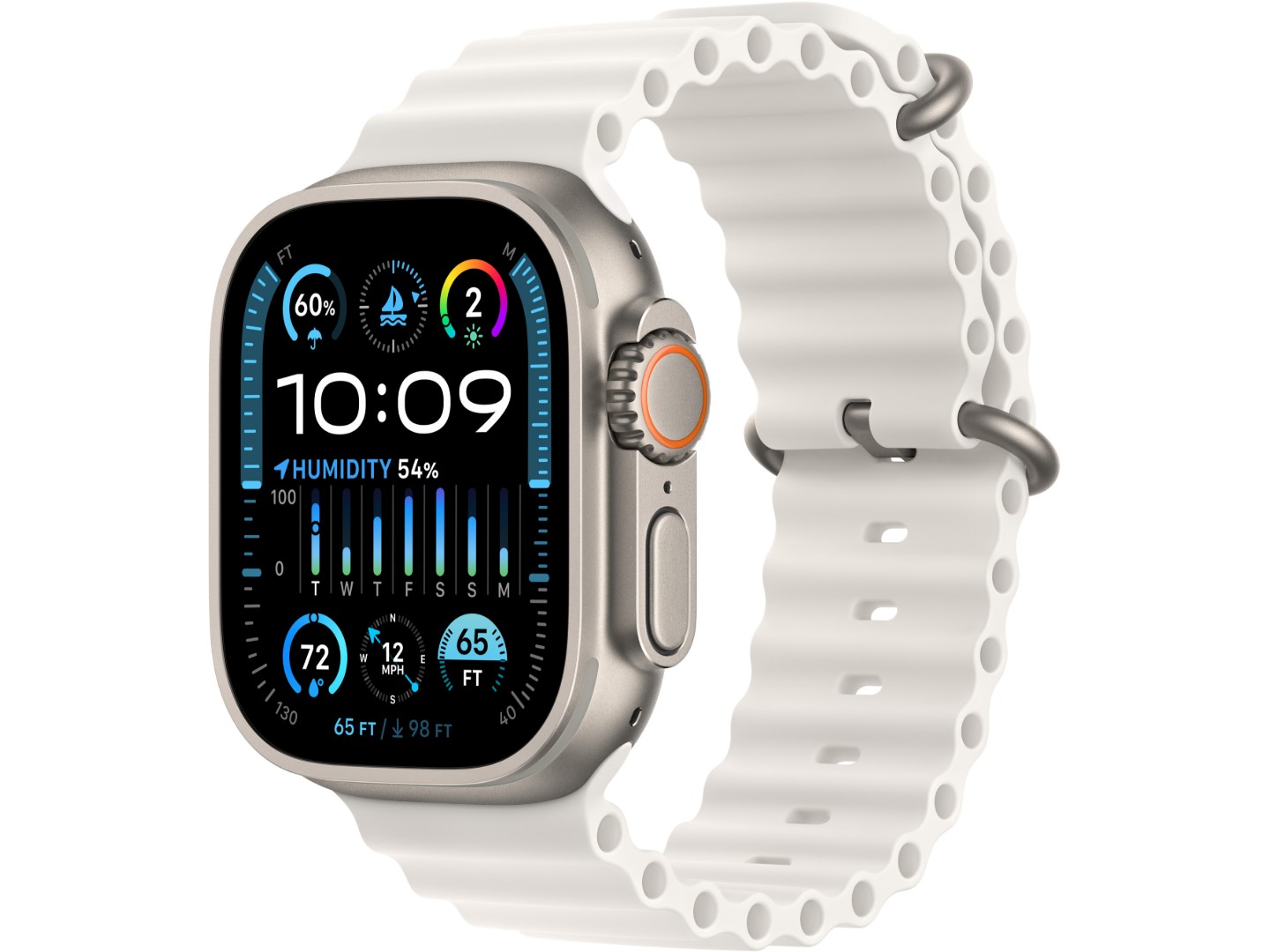 Смарт-годинник Apple Watch Ultra 2 49 mm Natural Titanium Case with Ocean Band White (Відновлений, Добрий стан)