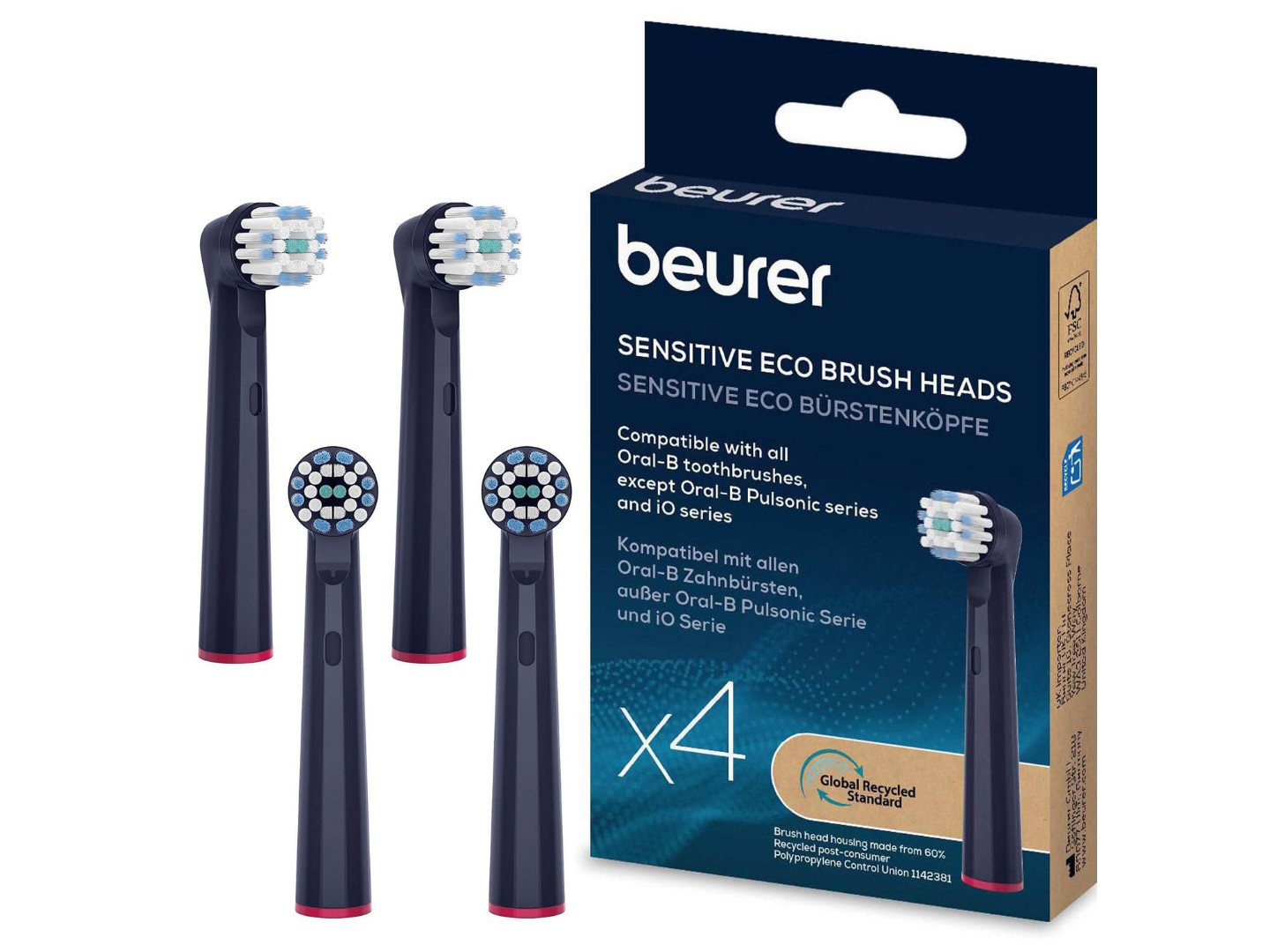 Насадка для зубної щітки Beurer TB 15/30/50 Sensitive 4 шт. GP — фото 1