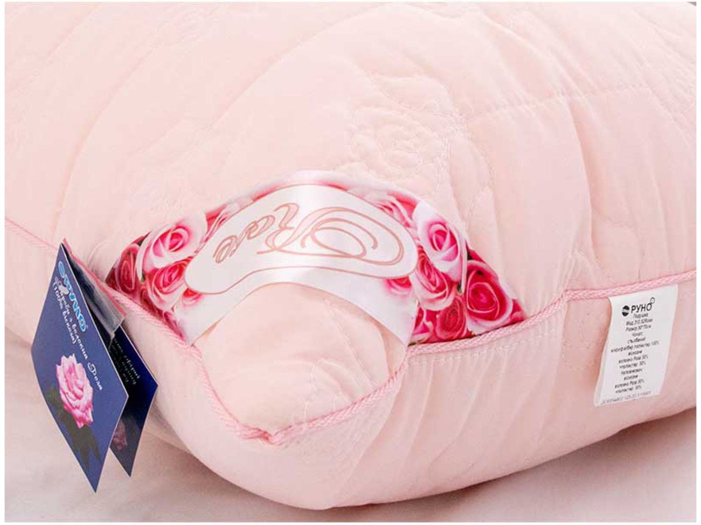 Подушка стандартна Руно 50х70 з волокна рози (310.52Rose Pink) — фото 3