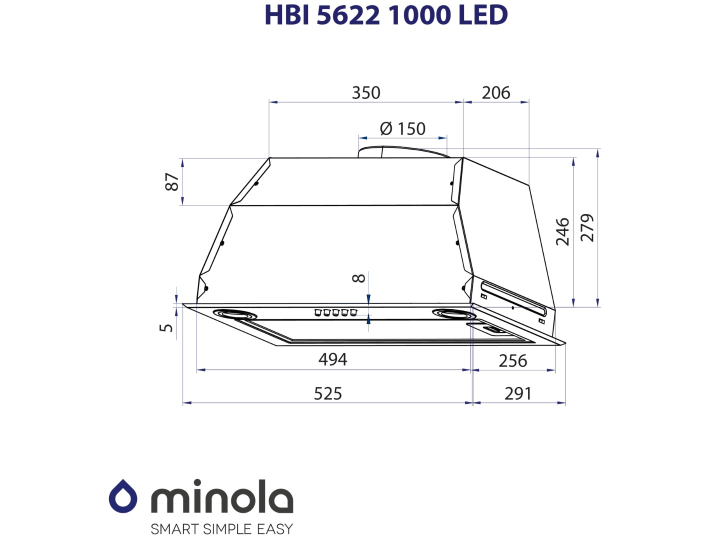 Витяжка вбудована Minola HBI 5622 BLF 1000 LED — фото 10