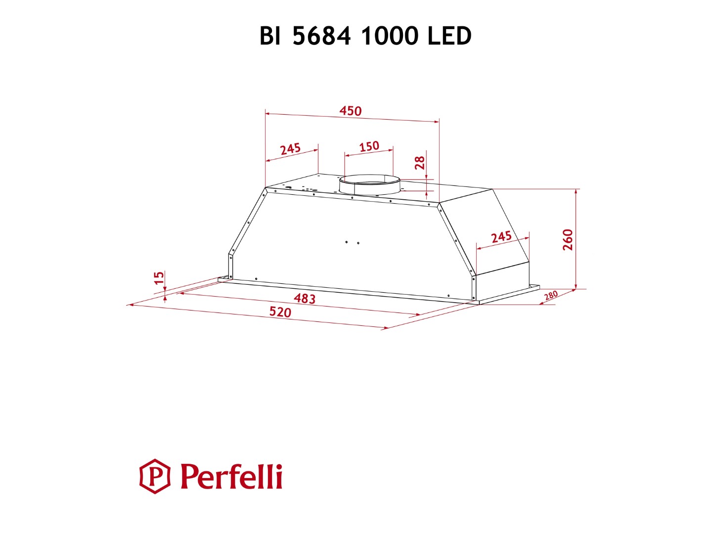 Витяжка вбудована Perfelli BI 5684 WH 1000 LED — фото 10