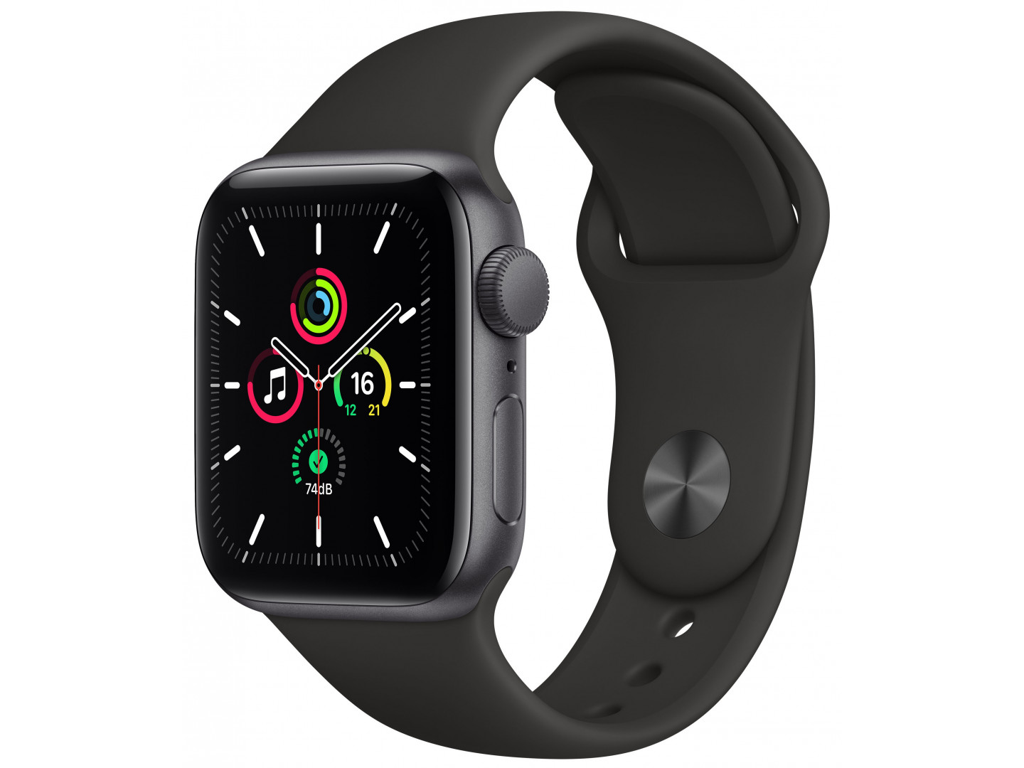 apple watch space gray aluminum case with black sport band 44mm