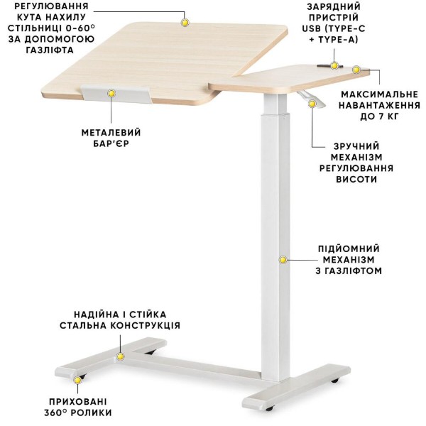 Фото - Стіл з електрорегулюванням висоти Hommex Mobidesk Duo USB Maple (ТН-010-2 Maple)