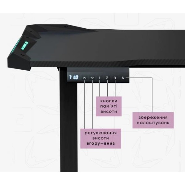 Фото - Стіл з електрорегулюванням висоти Mealux PowerDesk Carbon RGB (EVO-201 Carbon / B)