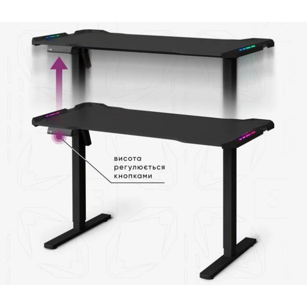 Фото - Стіл з електрорегулюванням висоти Mealux PowerDesk Carbon RGB (EVO-201 Carbon / B)