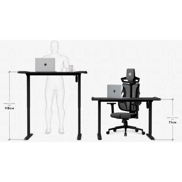 Фото - Стіл з електрорегулюванням висоти Mealux PowerDesk Carbon RGB (EVO-201 Carbon / B)