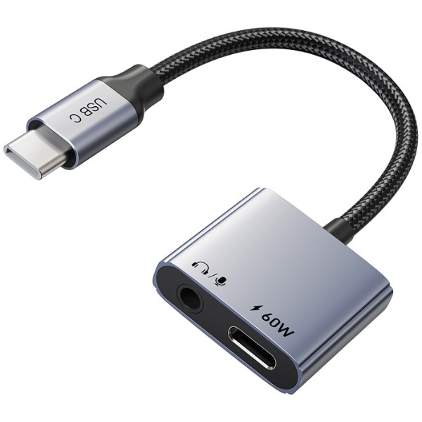 Фото - Переходник аудио Cabletime USB Type-C (M) - 3.5 мм (F) / Type-C (F) PD60W (CPA1G)