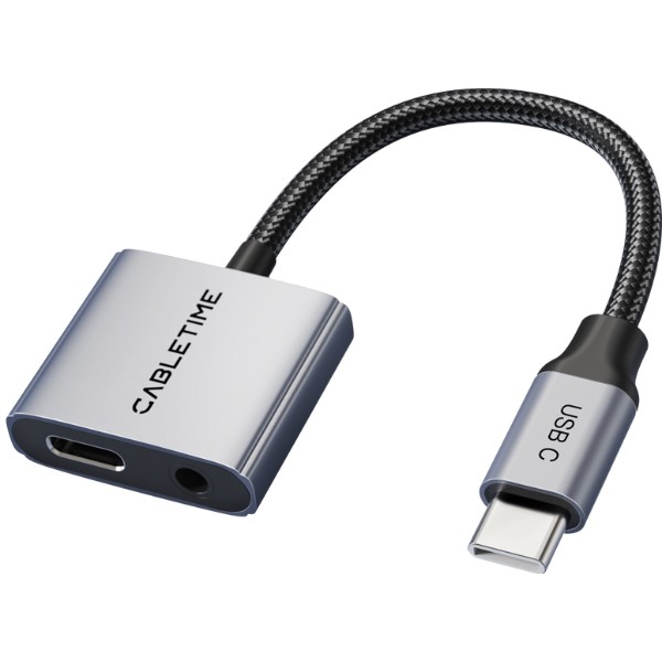 Фото - Переходник аудио Cabletime USB Type-C (M) - 3.5 мм (F) / Type-C (F) PD60W (CPA1G)