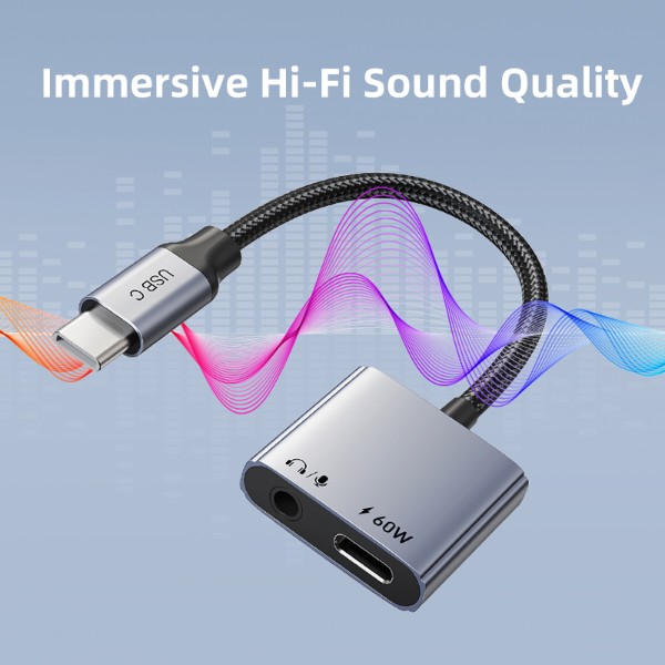 Фото - Переходник аудио Cabletime USB Type-C (M) - 3.5 мм (F) / Type-C (F) PD60W (CPA1G)