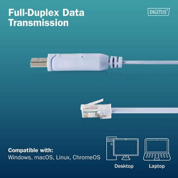 Фото - Перехідник USB-C - Ethernet Digitus USB 2.0 - RJ45 (M/M) 1.8m (DA-70173)