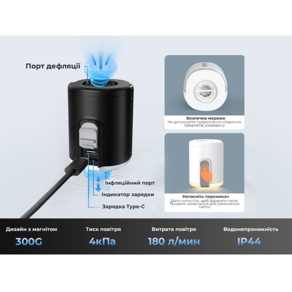 Фото - Фонарь-насос кемпинговый Flextail Tiny Pump 2X (TY2X1600-BK-i)