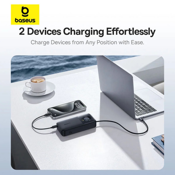 Фото - Батарея мобільна Baseus Free 2 Pull with Retractable Cable 20000mAh 65W PD QC Cosmic Black (P10073700123-00)