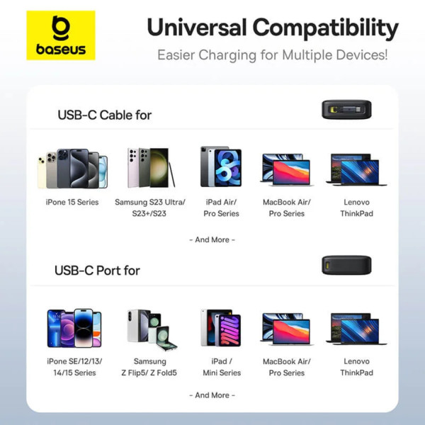 Фото - Батарея мобільна Baseus Free 2 Pull with Retractable Cable 20000mAh 65W PD QC Cosmic Black (P10073700123-00)