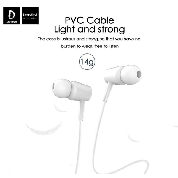 Фото - Наушники вкладыши проводные Denmen DR02 3.5mm 1.2 м White (DE-DR02-WH)