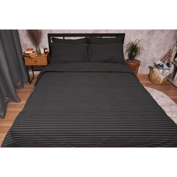 Фото - Підковдра полуторна євро Moon&Star Бязь Gold Люкс Gray Stripe 160 x 220 см (MS-870000026)