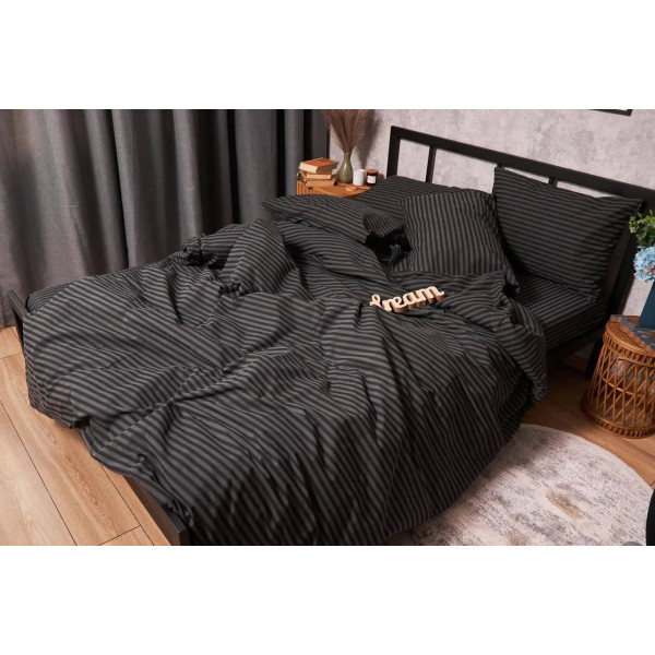 Фото - Підковдра полуторна євро Moon&Star Бязь Gold Люкс Gray Stripe 160 x 220 см (MS-870000026)