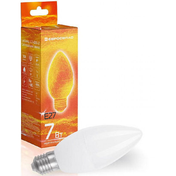 Фото - Лампочка светодиодная Євросвітло 7Вт 4200К С-7-4200-27 Е27 (000057313)