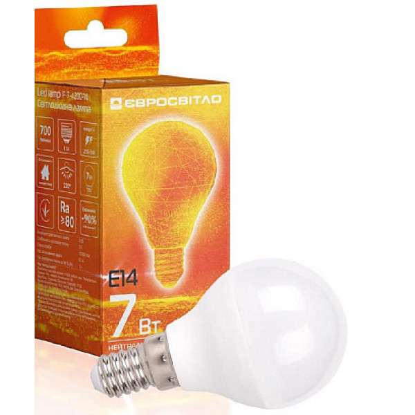 Фото - Лампочка светодиодная Євросвітло 7Вт 4200К P-7-4200-14 Е14 (000057327)