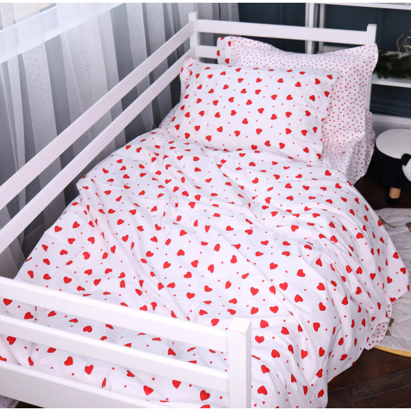 Фото - Простирадло двоспальне MirSon Poplin Line Kids 01 Little Hearts 180x200 см (2200009710759)