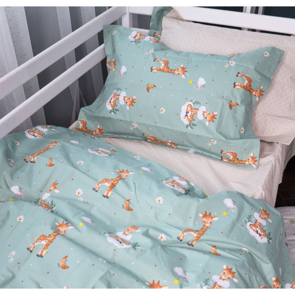 Фото - Простирадло двоспальне MirSon Poplin Line Kids 02 Giraffe 180x190 см (2200009712005)