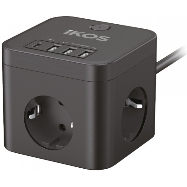 Фото - Мережевий фільтр Ikos C34S-CU Black (0007-CEF)
