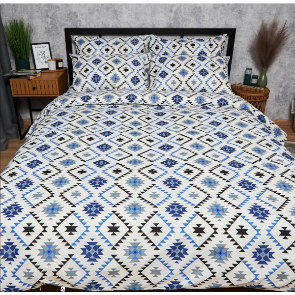Фото - Підковдра двоспальна євро Moon&Star Бязь Gold Люкс Blue Mosaic King Size 220x240 см (MS-870000604)
