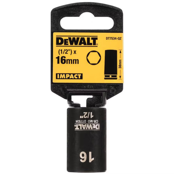 Фото - Торцева голівка DeWALT IMPACT 1/2 х 16 мм (DT7534)