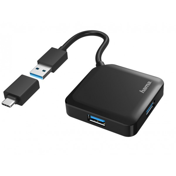Фото - Хаб USB Hama 4 Ports USB 3.2, USB-C Black (00200116)