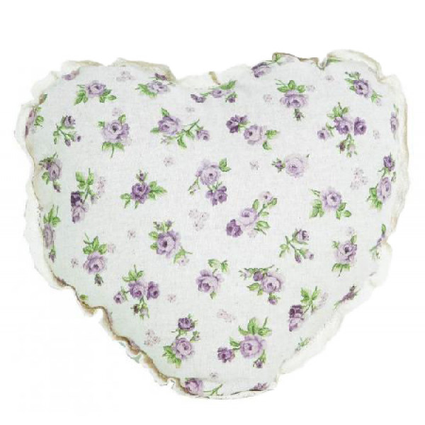 Фото - Подушка декоративная Прованс сердце Lilac Rose с кружевом 35х35 см (003704)