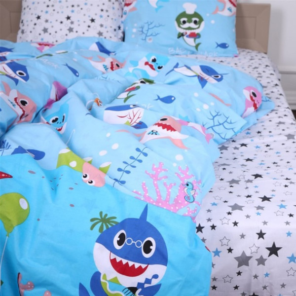 Фото - Комплект постільної білизни дитячий MirSon 143х210 см Kids Time 17-0521 Sharks blue Бязь (2200007074211)