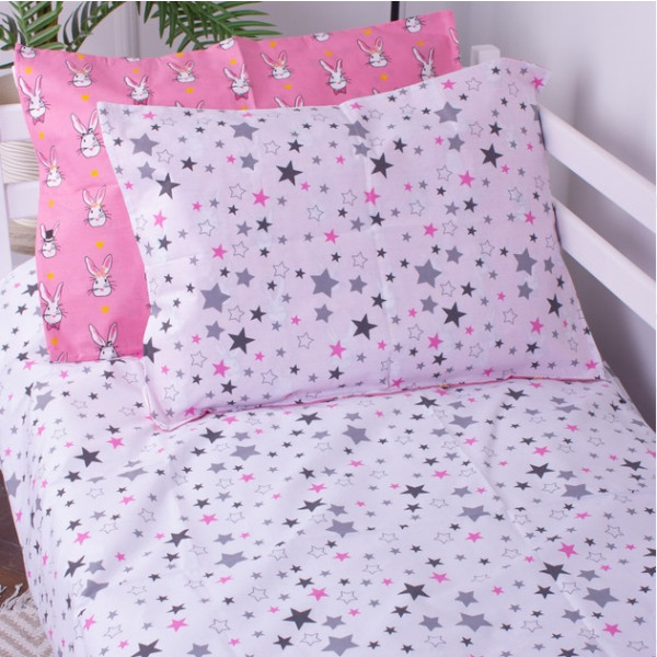 Фото - Комплект постільної білизни дитячий MirSon 143х210 см Kids Time 17-0528 Bunnies pink Бязь (2200007073412)
