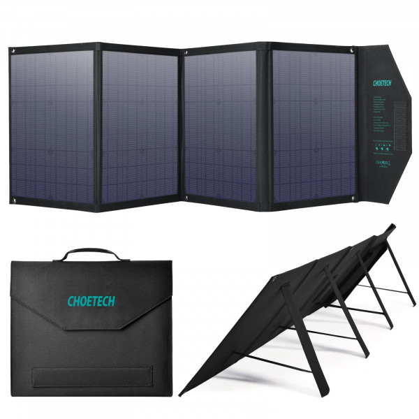 Фото - Портативна сонячна панель Choetech 80W 5V/2.4A USB+5V/2.4A QC3.0 + USB-C PD3.0 (SC007)