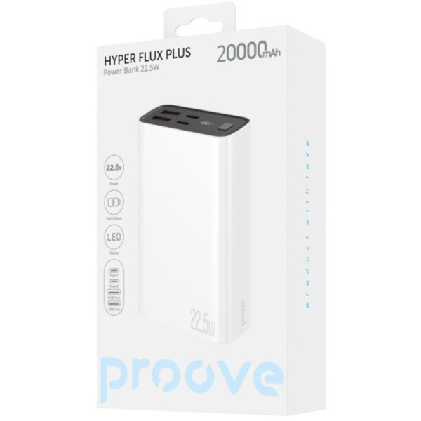 Фото - Батарея мобільна Proove Hyper Flux Plus 22.5W 20000mAh white (PBF222120002)