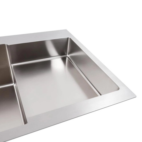 Фото - Мийка кухонна Platinum 78x50С L  нержавійка Handmade (поглиблена полиця, 3.0/1.0 мм)